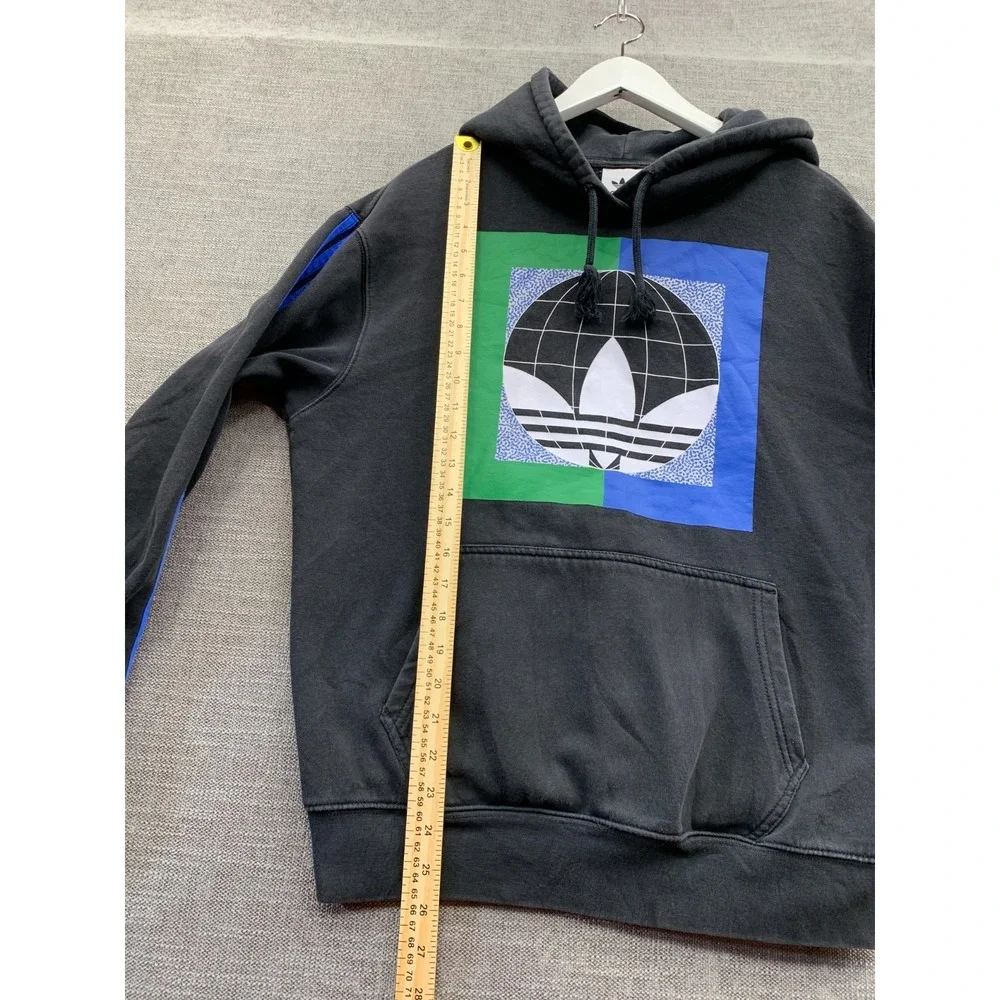 Adidas Originals Hoodie Mens Small‎ Black Colorblock Logo Print Fleece Lined